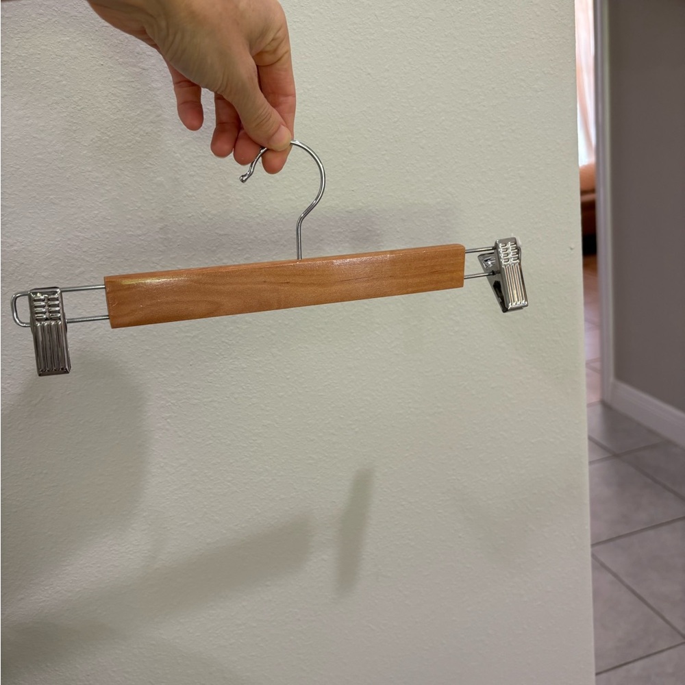 Wooden Pants Hanger with Metal Clips